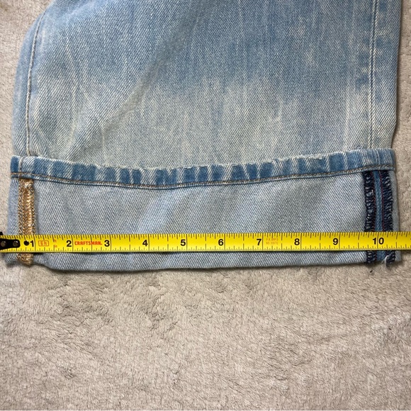 ALICE + OLIVIA Baggy Denim Cargo mid rise Jeans light Blue Wash selvedge Sz 28 - Picture 7 of 9